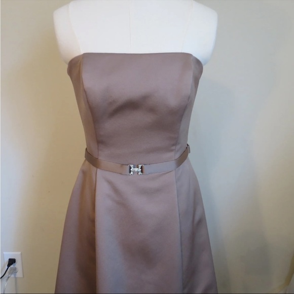Michaelangelo Dresses & Skirts - Michaelangelo Satin Taupe Dress